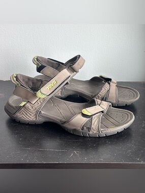 Teva Taupe Sandal with Lime Accents